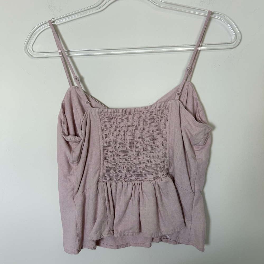 Express Linen Blend Crop Peplum Cami Light Pink Size Small - Picture 4 of 4